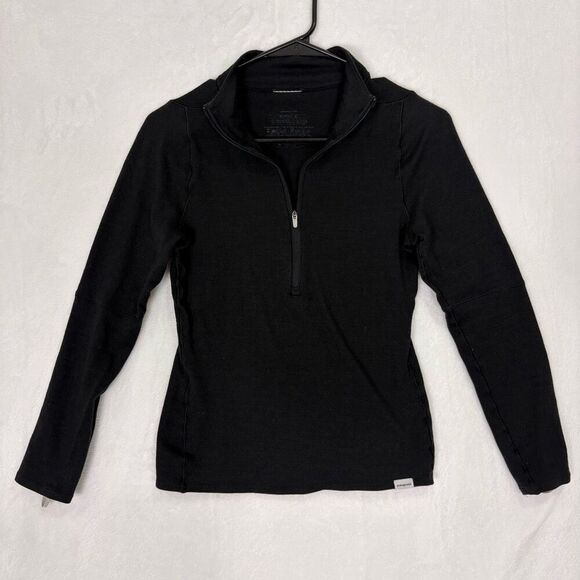 Patagonia Black Wool Base Layer Half Zip Pullover Long Sleeve Top Women's XS - Picture 1 of 11